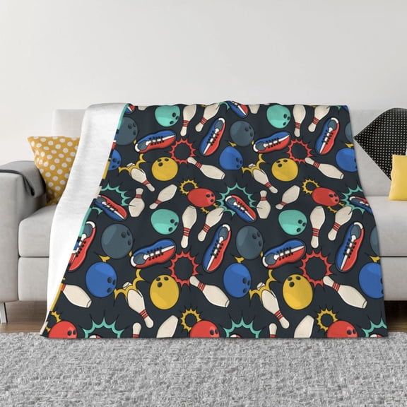 Vsdgher Bowling Ball Pattern Fleece Throw Blanket, Horizontal Fleece Bedding Home Decor for Couch & Bed All Season Use -80"x60"