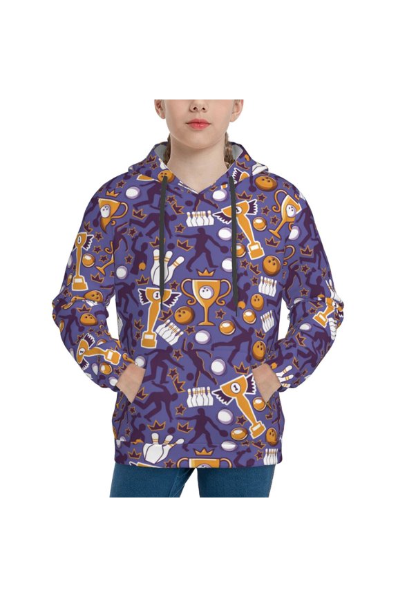 Bowling Game Hoodie Youth Classic Hooded Pullover Sweatshirts Essentials Hoodie for Children (s-xl)-Small