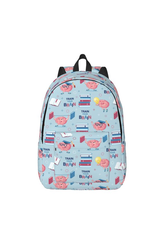 Brain Training Print Canvas Backpack Travel Rucksack Unisex Knapsack 15.7/17.7Inch Laptop Backpack for Work,College -Medium