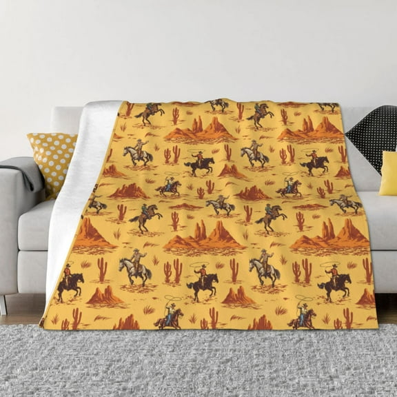 Vsdgher Brave Cowboys Pattern Fleece Throw Blanket, Horizontal Fleece Bedding Home Decor for Couch & Bed All Season Use -40"x30"