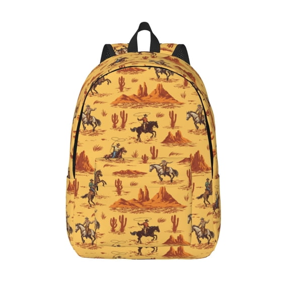 Vsdgher Brave Cowboys Print Canvas Backpack Travel Rucksack Unisex Knapsack 15.7/17.7Inch Laptop Backpack for Work,College -Medium