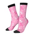 thumbnail image 1 of Vsdgher Breast Cancer Awareness (3) Crew Socks for Men & Women, Breathable Casual Athletic Ankle Socks, 1 of 6