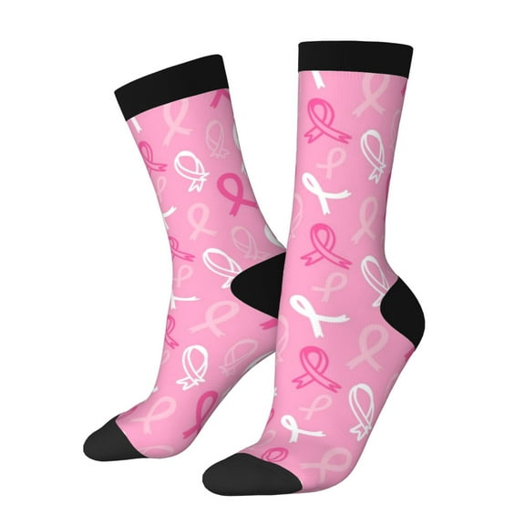 Vsdgher Breast Cancer Awareness (3) Crew Socks for Men & Women, Breathable Casual Athletic Ankle Socks