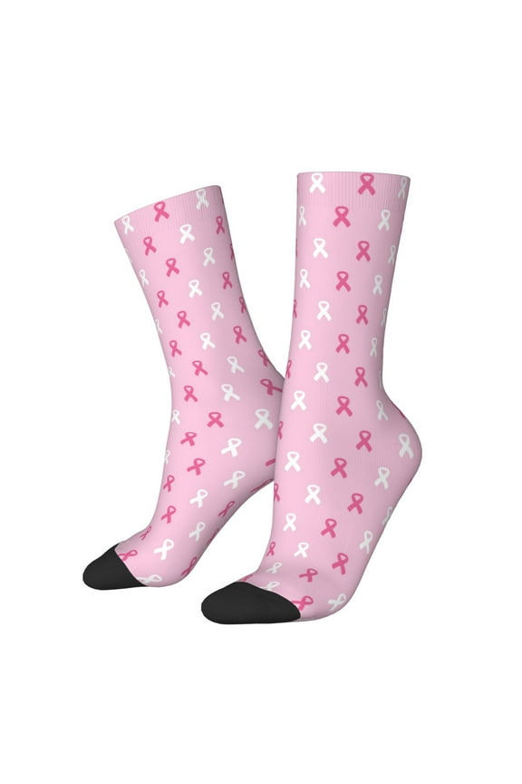 Breast Cancer Awareness5 Crew Socks for Men & Women, Breathable Casual Athletic Ankle Socks