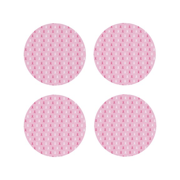 Vsdgher Breast Cancer Awareness5 Leather Coasters for Drinks, Durable Drink Coasters 4 Set for Tabletop Protection, Luxurious Home Décor and Housewarming Gift ( {designName})Round Shape