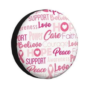 Vsdgher Breast Cancer Pink Ribbons Awareness (2) for Spare Tire Cover, Tire Wheel Protector Wheel Cover Fit for Truck,Trailer,RV,SUV,Camper and Most Vehicle-17 inch