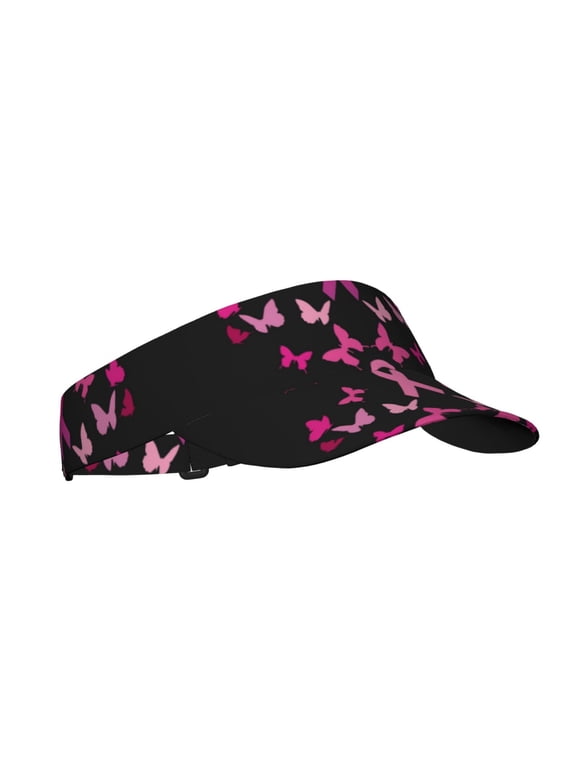 Breast Cancer Print Adult Sunscreen Visor Cap,1 Piece of Sport Sun Visor Hats Adjustable Sun Hat for Outdoor Activities Fits for Women and Men (One Size)