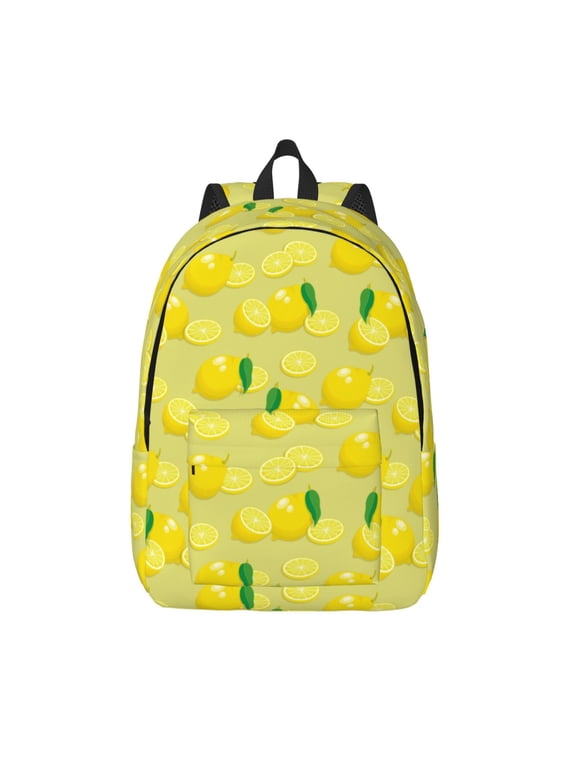 Bright Lemons Print Canvas Backpack Travel Rucksack Unisex Knapsack 15.7/17.7Inch Laptop Backpack for Work,College -Small