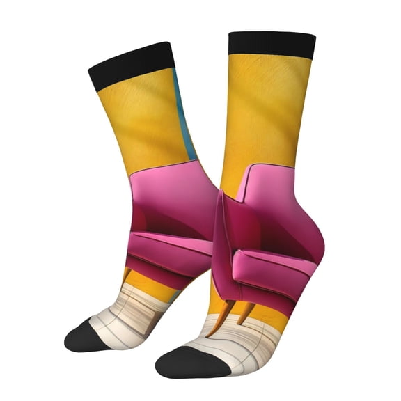 Vsdgher Bright Pink Chair Crew Socks for Men & Women, Breathable Casual Athletic Ankle Socks