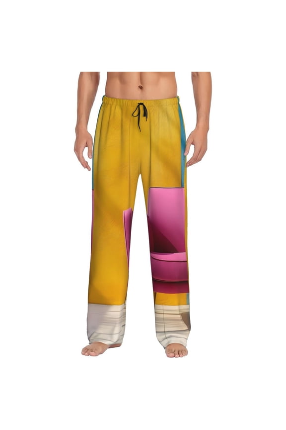 Bright Pink Chair Mens Pajama Pants Sleep & Lounge Pants, PJ Pants-X-Large