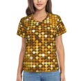 thumbnail image 1 of Vsdgher Bright Shiny Golden Women Shirts V Neck Short Sleeve Tops T-Shirt Basic Tees, S to 3XLXX-Large, 1 of 5