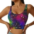 thumbnail image 1 of Vsdgher Bright Universe Print Women Sleeveless Athletic Tank Top Built-in Bra Camisole Sports Vest for Yoga Running Fitness Exercise with Removable Pads, 1 of 8