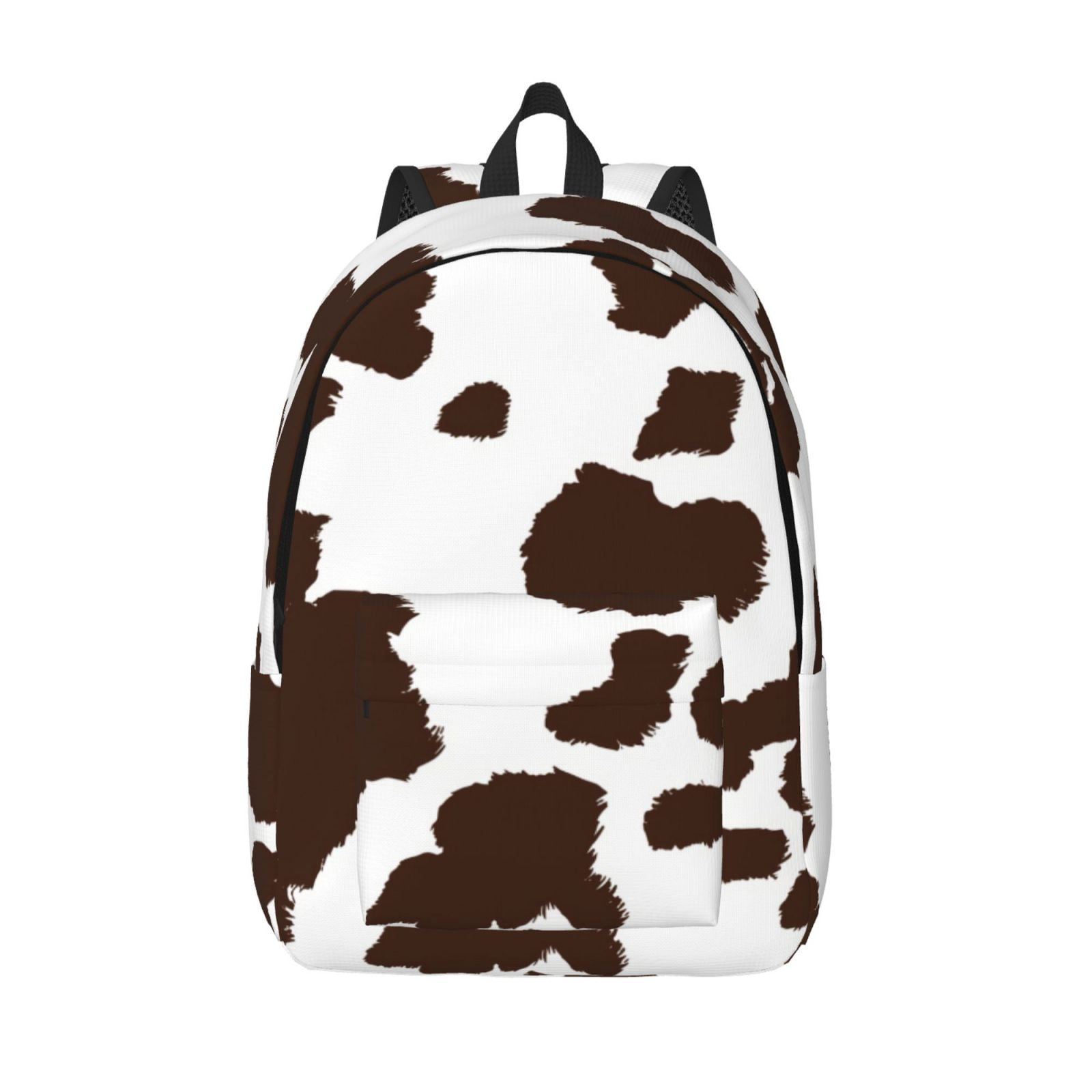 Vsdgher Brown Cow Print Canvas Backpack Travel Rucksack Unisex Knapsack 15.7/17.7Inch Laptop Backpack for Work,College -Medium