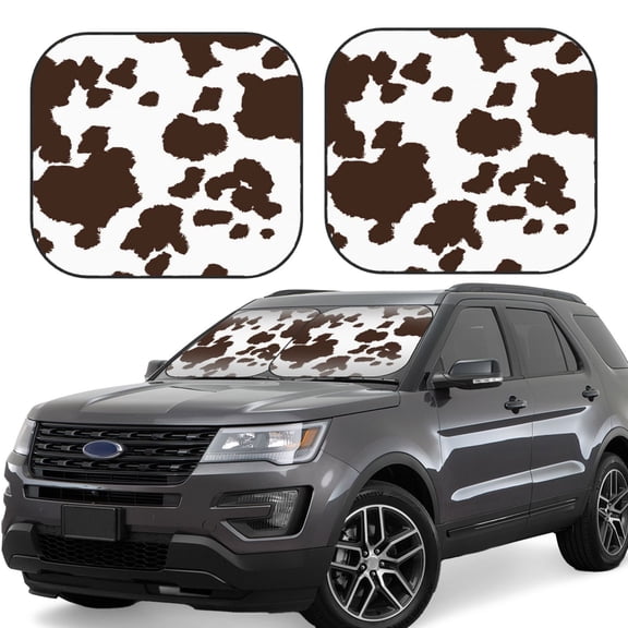 Vsdgher Brown Cow Print Car Windshield Sun Shade, Reflective Sunshade Window Sunshade Sun Visor Protector Fit for Cars,Trucks,SUVs-Large