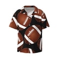 thumbnail image 1 of Vsdgher Brown Football On Black Print Men's Wrinkle Free Untucked Cuban Shirt Business Casual Button Down Shirts Short Sleeve Shirt, 1 of 7