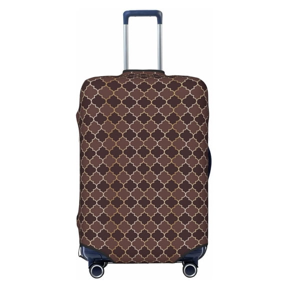 Vsdgher Brown Gold Grid Print Luggage Cover Washable Suitcase Cover Protector Anti-scratch Suitcase cover Fits 18-32 Inch Luggage