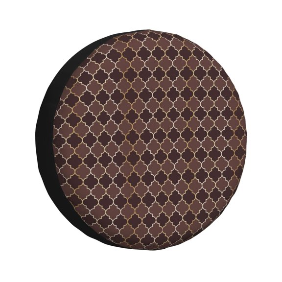 Vsdgher Brown Gold Grid for Spare Tire Cover, Tire Wheel Protector Wheel Cover Fit for Truck,Trailer,RV,SUV,Camper and Most Vehicle-14 inch