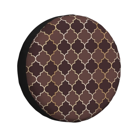 Vsdgher Brown Gold Grid for Spare Tire Cover, Tire Wheel Protector Wheel Cover Fit for Truck,Trailer,RV,SUV,Camper and Most Vehicle-17 inch