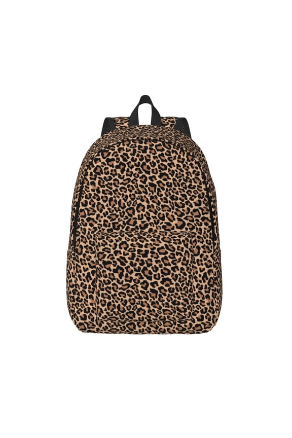 Brown Leopard Print Canvas Backpack Travel Rucksack Unisex Knapsack 15.7/17.7Inch Laptop Backpack for Work,College -Medium