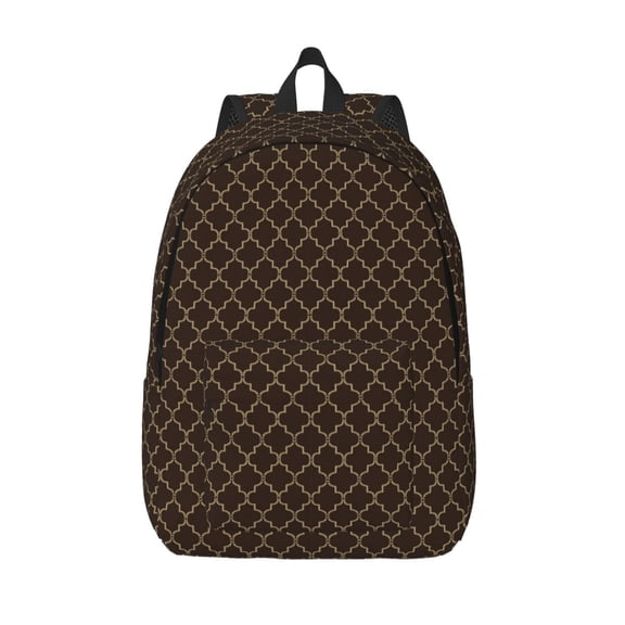 Vsdgher Brown Moroccan Trellis Print Canvas Backpack Travel Rucksack Unisex Knapsack 15.7/17.7Inch Laptop Backpack for Work,College -Small