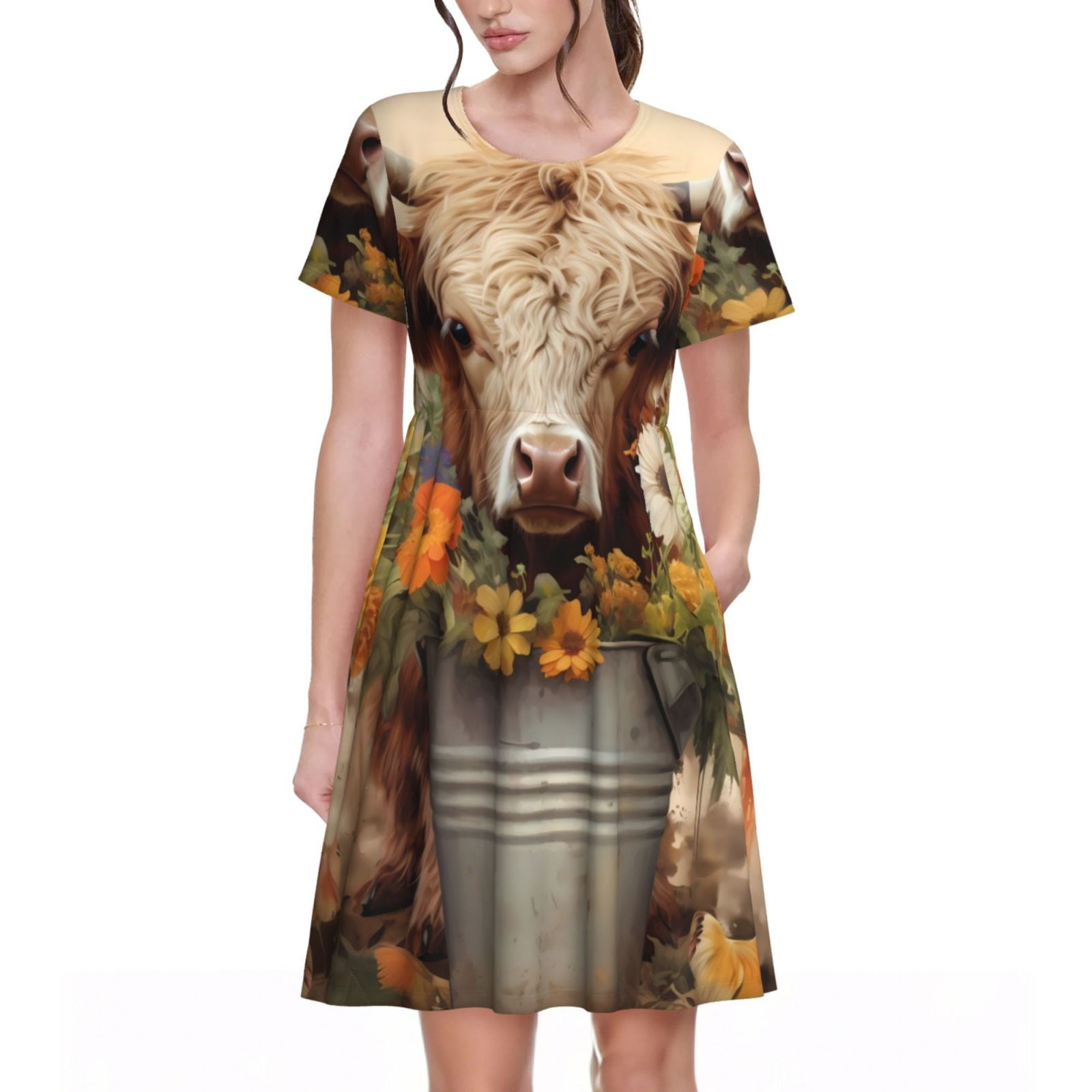 Vsdgher Bucket Flower Cow for Womens Summer 2025 Casual Midi Maxi ...