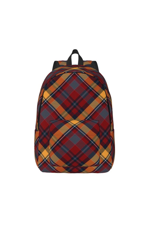 Buffalo Check Plaid Print Canvas Backpack Travel Rucksack Unisex Knapsack 15.7/17.7Inch Laptop Backpack for Work,College -Small