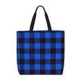 thumbnail image 1 of Vsdgher Buffalo Plaid Blue Black print Tote Bag for Women Shoulder Bag with Zipper Large Shoulder Bag Handle Handbag Portable Washable for Travel, Work, 1 of 8