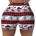 thumbnail image 1 of Vsdgher Buffalo Plaid Forest print Workout Shorts for Women Seamless Soft Smooth Gym Yoga Scrunch Active Exercise Fitness Shorts, 1 of 8