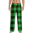 thumbnail image 1 of Vsdgher Buffalo Plaid Green Black Print Mens Pajama Pants Sleep & Lounge Pants, PJ Bottoms With elastic waistb and Pockets, 1 of 5