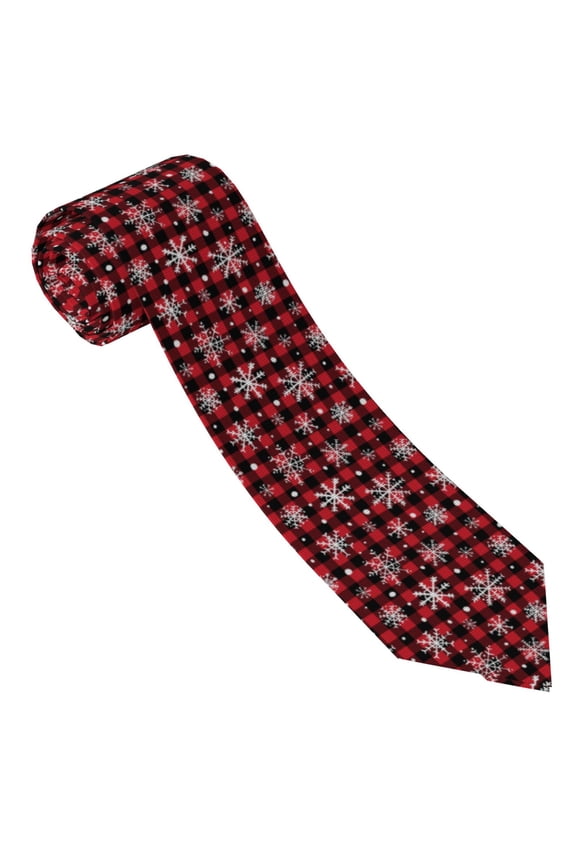 Buffalo Plaid Snowflakes Print Ties for Men 4.7" Formal Necktie Wedding Accessory Men's Business Ties for Wedding Bussiness Work