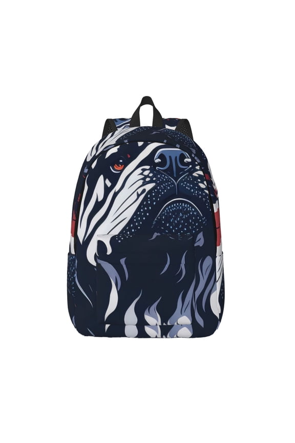 Bulldog with Forest Flag Print Canvas Backpack Travel Rucksack Unisex Knapsack 15.7/17.7Inch Laptop Backpack for Work,College -Medium