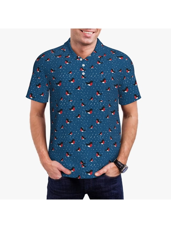 Bullfinches 1 Polo Shirts for Men, Men's Short Sleeve Stretch Polo Shirt, Shirts for Men-Medium