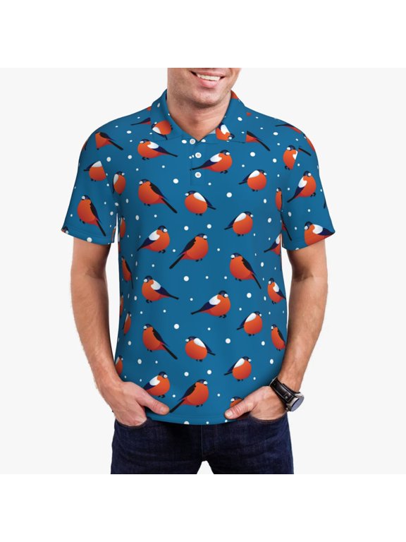 Bullfinches Polo Shirts for Men, Men's Short Sleeve Stretch Polo Shirt, Shirts for Men-3X-Large