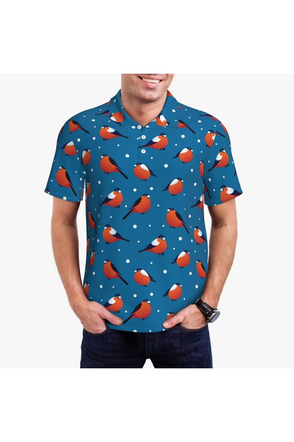 Bullfinches Polo Shirts for Men, Men's Short Sleeve Stretch Polo Shirt, Shirts for Men-3X-Large