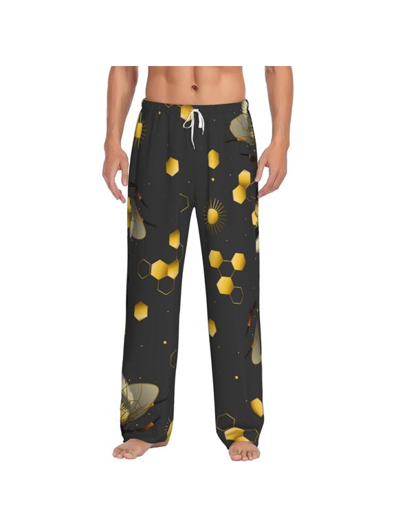 Bumblebee Print Mens Pajama Pants Sleep & Lounge Pants, PJ Bottoms With elastic waistb and Pockets