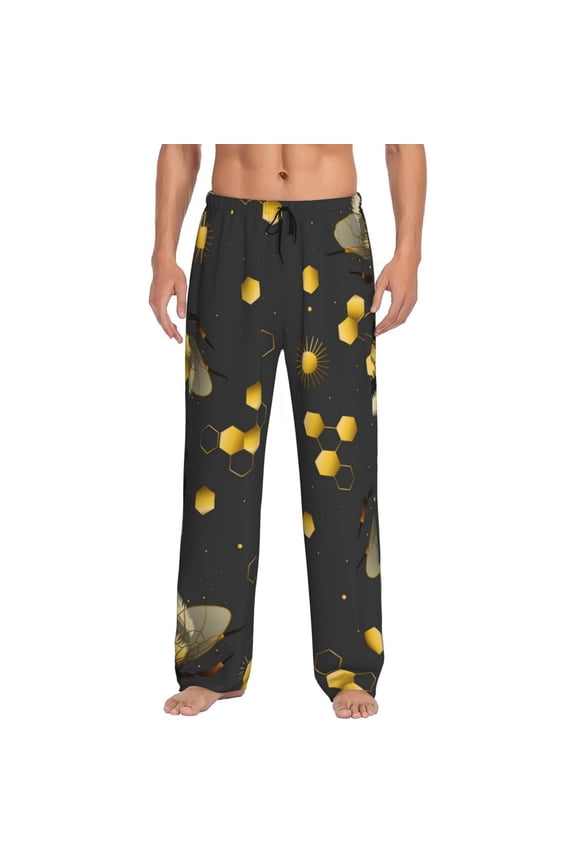 Bumblebee Print Mens Pajama Pants Sleep & Lounge Pants, PJ Bottoms With elastic waistb and Pockets