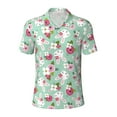 thumbnail image 1 of Vsdgher Bunny And Rose Print Men's Short Sleeve Stretch Polo Shirt, Moisture-Wicking Performance Polo Shirt, 1 of 8