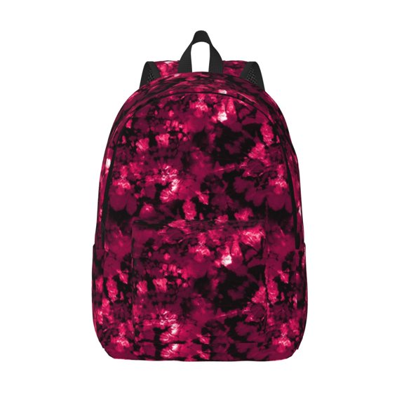 Vsdgher Burgundy Tie Dye Print Canvas Backpack Travel Rucksack Unisex Knapsack 15.7/17.7Inch Laptop Backpack for Work,College -Small