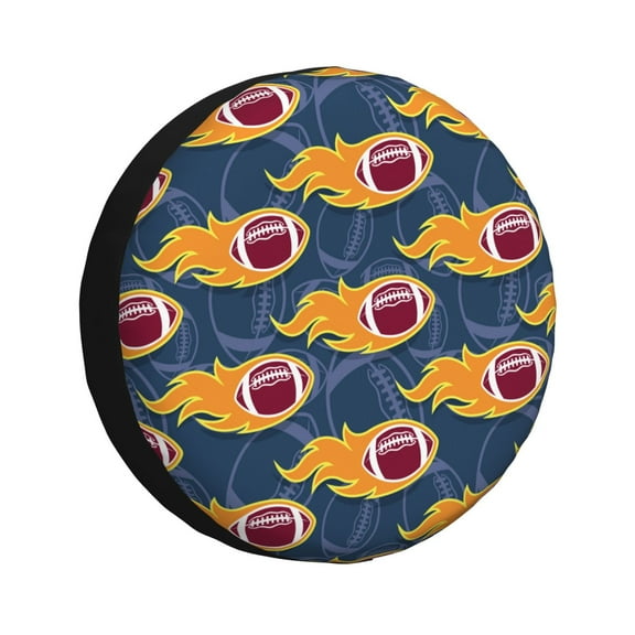 Vsdgher Burning Rugby Balls for Spare Tire Cover, Tire Wheel Protector Wheel Cover Fit for Truck,Trailer,RV,SUV,Camper and Most Vehicle-14 inch