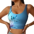 thumbnail image 1 of Vsdgher Butterflies And Waterlily In Water Print Women Sleeveless Athletic Tank Top Built-in Bra Camisole Sports Vest for Yoga Running Fitness Exercise with Removable Pads, 1 of 8