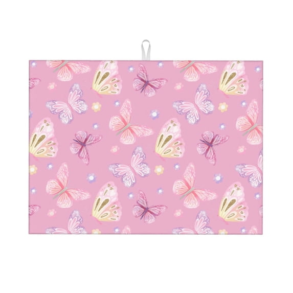 Vsdgher Butterfly 1 Dish Drying Mat Super Absorbent Drying Mat Large Dish Drying Mats for Kitchen Counter Kitchen Drying Mat 24" x 18"