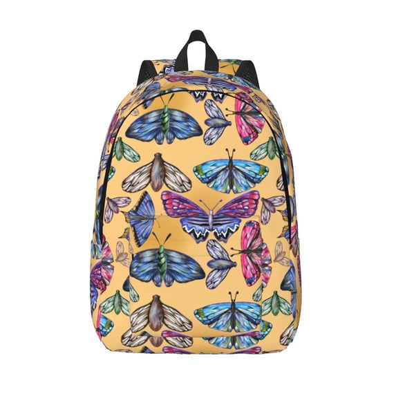 Vsdgher Butterfly 3 Print Canvas Backpack Travel Rucksack Unisex Knapsack 15.7/17.7Inch Laptop Backpack for Work,College -Small