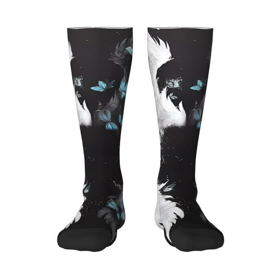 Vsdgher Butterfly Angel Wings Art Knee Socks, High Socks Long Stretchy Sock Women Knee High Stocking, Long Socks for Women