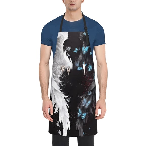 Vsdgher Butterfly Angel Wings Art Waterproof Apron with 2 Pockets Kitchen Chef Aprons Bibs for Grooming Cooking Baking Painting Gardening