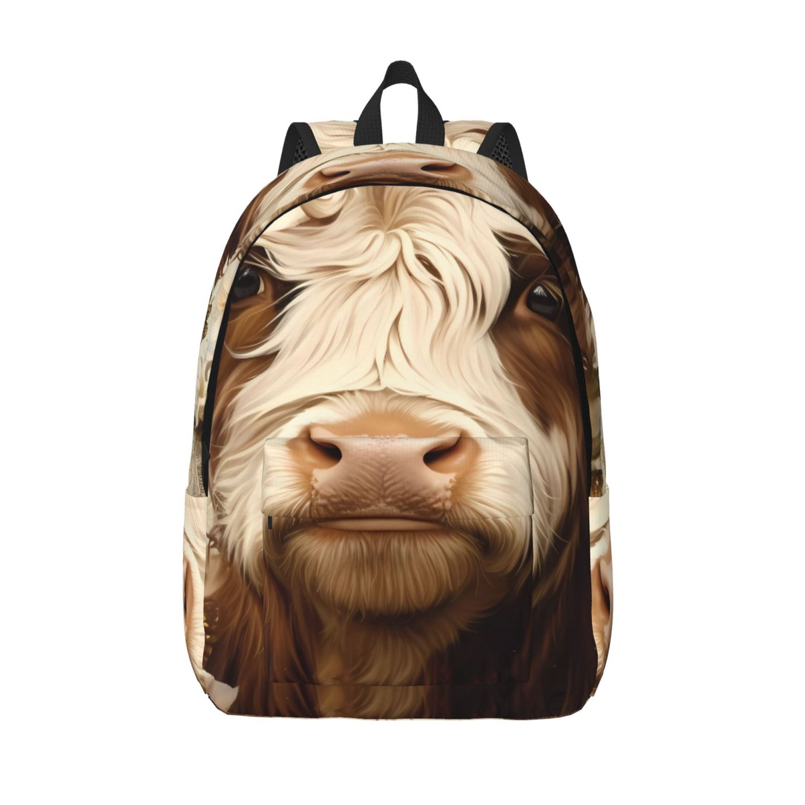 Vsdgher Butterfly Cow Barrel Print Canvas Backpack Travel Rucksack Unisex Knapsack 15.7/17.7Inch Laptop Backpack for Work,College -Small