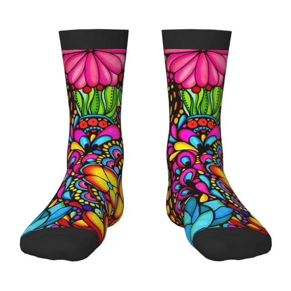 Vsdgher Butterfly Garden Pattern Kids Socks Boys Girl Crew Athletic Half Sport Running Breathable Socks Lightweight Stretch Crew Socks