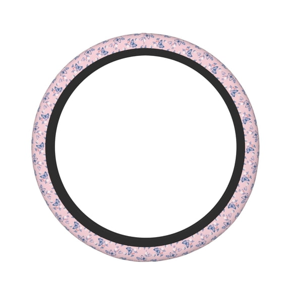 Vsdgher Butterfly Pattern Elastic Car Steering Wheel Cover,Car Wheel Cover Protector Car Accessory for Steering Wheel with a Diameter of 14.5"-15"