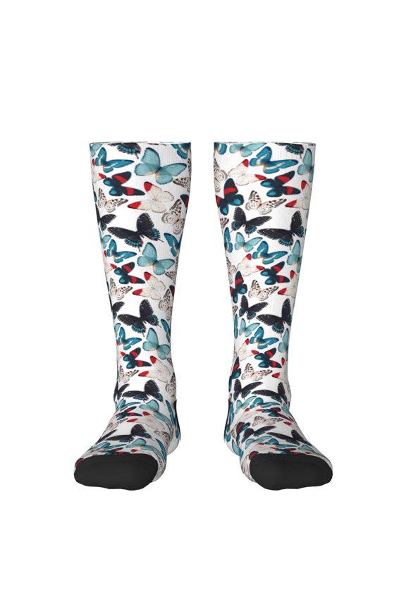 Butterfly Print Thigh High Socks Extra Long Stretchy Sock Women Over Knee High Opaque Stocking Daily Wear