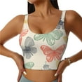 thumbnail image 1 of Vsdgher Butterfly Print Women Sleeveless Athletic Tank Top Built-in Bra Camisole Sports Vest for Yoga Running Fitness Exercise with Removable Pads, 1 of 8