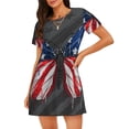 thumbnail image 1 of Vsdgher Butterfly With USA Flag Pattern Womens Short Sleeve Sleepshirt Scoopneck Cute Nightdress Ruffle Comfy Nightgown, 1 of 6